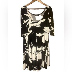 Lane Bryant Women’s Contemporary Black White 3/4 Sleeve Scoop Neck Dress…